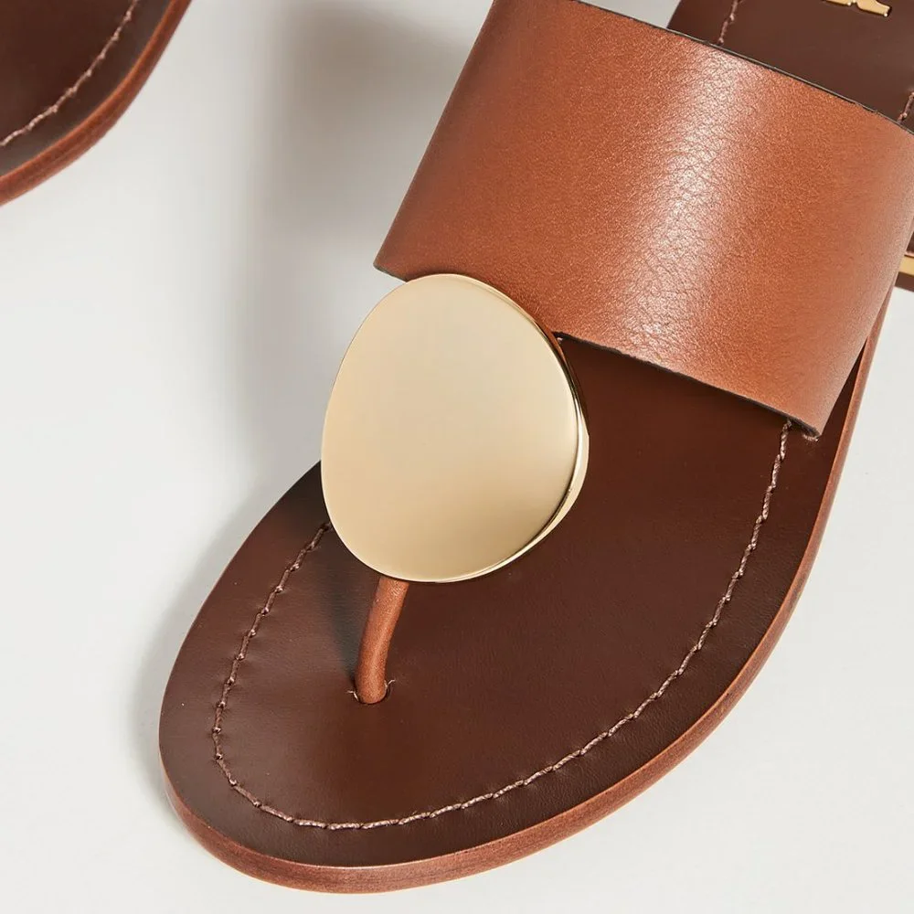 Tory Burch PATOS DISK 45MM SANDAL Mou Brown Gold STUNNING AND COMFORTABLE! - Picture 9 of 10